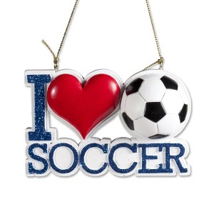 Kurt Adler Resin Ornament for Christmas Tree, I Love Soccer - 1 of 3