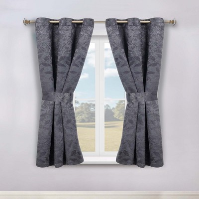 Modern Bohemian Leaves Room Darkening Semi-Blackout Curtains, Set of 2 by Blue Nile Mills