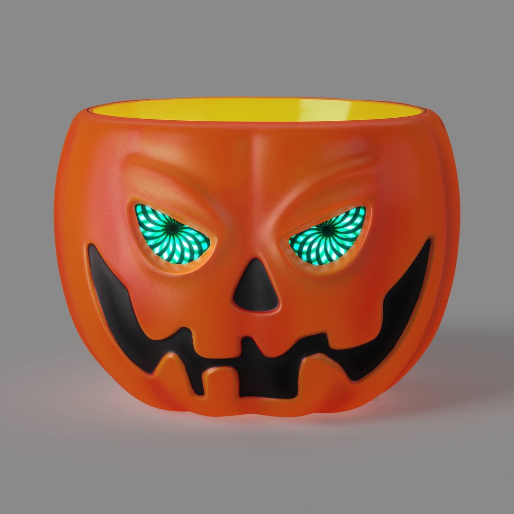 7.5" Spinning Eyes Jack Candy Bowl Halloween Decorative Prop Orange - Hyde and EEK! Boutique™
