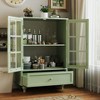 Lirago Minimalist Buffet Cabinet with Double Glass Doors and Drawer-Mint Green Modern Sideboard for Living/Dining - 2 of 4