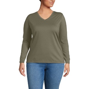 Lands' End Women's Relaxed Supima Cotton Long Sleeve V-Neck T-Shirt - 1 of 3