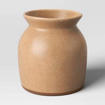 Small Ceramic Vase with Exposed Clay on Bottom Brown - Threshold™