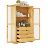 75" Kitchen Storage Cabinet with Glass Doors 4 Built-in Drawers Storage Pantry Display Cabinet for Living Room, Dining Room,Office-Tanpinhause - 2 of 4