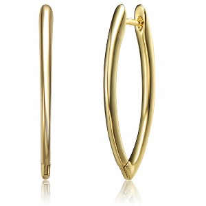 Guili Sterling Silver Gold Plated Marquise Shaped Hoop Earrings, a Timeless and Refined Jewelry Piece for a Sophisticated and Elegant Look - 1 of 2