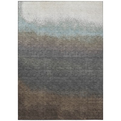 Brown And Beige Ombre Washable Indoor Outdoor Area Rug