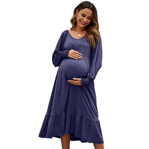 green emerald velvet dress Black Gold Maternity & Nursing Dress main image 1