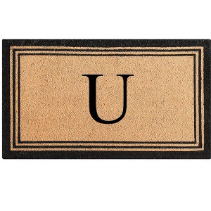 A1HC Natural Coir and PVC Backing Classic Border Monogrammed Door Mat, Anti-Shed Entry Doormat - 1 of 4