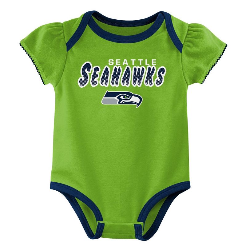 NFL Seattle Seahawks Baby Girls&#39; Onesies 3pk Set, 3 of 5