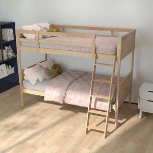 Emma and Oliver Kids Bunk Bed with Convertible, Solid Wood Slatted Frame and Easy-to-Climb Ladder with No Box Spring Required - 1 of 4