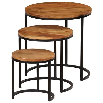vidaXL Coffee Table Set 3 Pieces Solid Acacia Wood