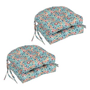 Blazing Needles, 16-inch Spun Polyester Outdoor U-shaped Tufted Chair Cushions (Set of 4) - 1 of 2