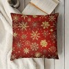 Lomsoe 2pcs Red & Golden Snowflake Christmas Pillow Covers - Soft Polyester, Winter Decor with Zipper Closure, Machine Washable, Festive Home Decor - 2 of 4