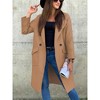 Women's Fashion Faux Fur Lapel Double-Breasted Thick Wool Trench Coat Winter Warm Jacket - 3 of 4