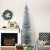 HOMCOM 7 FT Artificial Pencil Christmas Tree, Slim Xmas Tree with 499 Realistic Branch Tips and Plastic Stand, Silver - 3 of 4