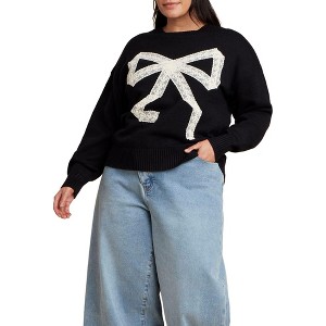ELOQUII Lace Bow Sweater - 1 of 4