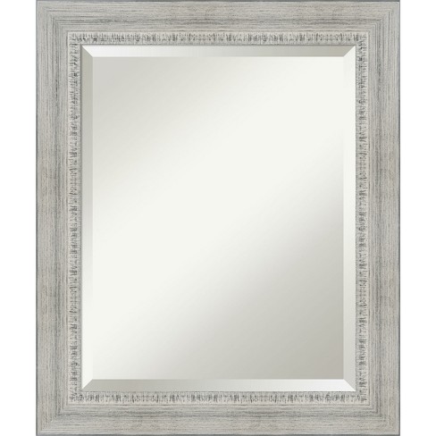 Amanti Art Rustic White Wash Beveled Wood Bathroom Wall Mirror : Target