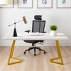 Lirago 55.12"L x 31.5"W Faux Marble & Metal Rectangular Desk/Dining Table – Multifunctional Workstation for Office/Home, Seats 4-6 - 3 of 4