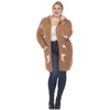 Plus Hooded Open Front High Pile Fleece Coat - White Mark - 2 of 4