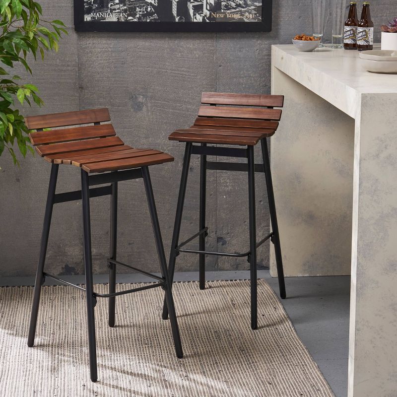 Set of 2 Pepperwood Wooden Barstool - Christopher Knight Home, 3 of 7