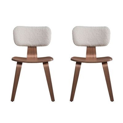 Simple Relax Set of 2 Wooden Side Chairs in Walnut and White