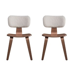 Simple Relax Set of 2 Wooden Side Chairs in Walnut and White - 1 of 4