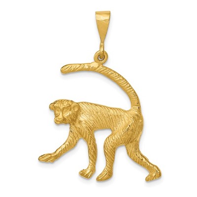 Black Bow Jewelry 14k Yellow Gold Polished and Textured Monkey Pendant