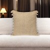 HomeRoots 18" Beige and White Weave Cotton Throw Pillow With Pom Poms - 2 of 4