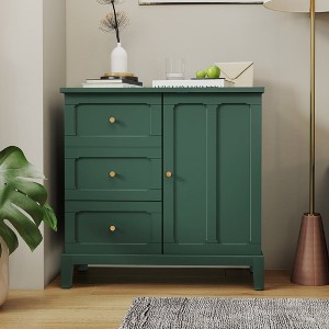 ChicFurnit Decorative Storage Cabinet Modern Farmhouse Sideboard with 3 Drawers and Door for Living Room, Green, 35.83"*18.31"*10.24" - 1 of 4