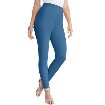 Roaman's Women's Plus Size Petite Ankle-Length Essential Stretch Legging -  4X, Blue