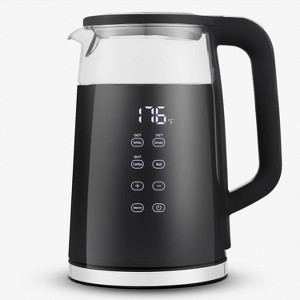 Elite Cuisine 1.8qt Double Wall Cool Touch Glass Digital Tea Kettle - 1 of 4