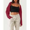 Coolmee Women's Ribbed Knit Crop Bolero  Open Front Drop Shoulder Long Sleeve Solid Loose Fit Knitted Crop Cardigan Shrug - 2 of 4
