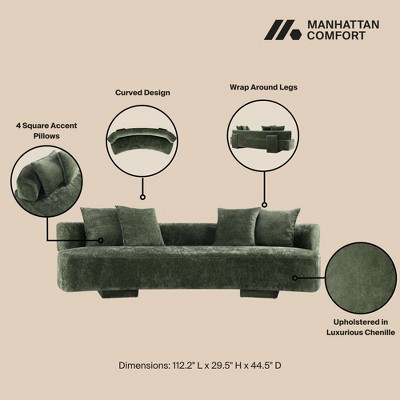 Olive Green Chenille 3-Piece Sofa and Accent Chairs Set