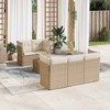 vidaXL Patio Sofa Set with Cushions Outdoor Furniture 6 Piece Poly Rattan - Beige and Cream - 2 of 4