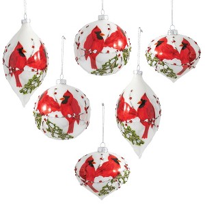 Sullivans Set of 6 Cardinal Ornament Kit 5"H  4.5"H & 6.5"H Red and Green - 1 of 1