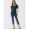 Allegra K Women's Asymmetrical V Neck Blouse Casual Puff Short Sleeve Top - 4 of 4