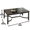 Vynxaria Ambrose Collection Rustic Coffee/Cocktail Table Butcher Block Wood Surface, Dark Iron Legs, Demilune Stretchers, Distressed Finish - 3 of 4
