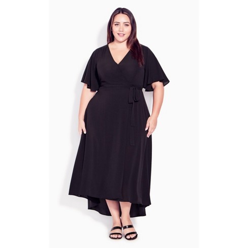 Evans | Women's Plus Size Vivian Wrap Plain Maxi Dress - Black - 30w ...