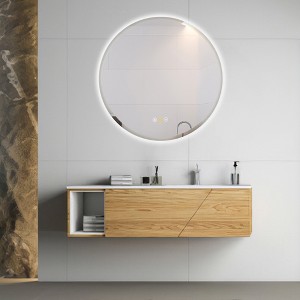 Stufurhome Round Beveled Edge 3 Colors Dimmable LED Anti-Fog Memory Wall Mount Bathroom Vanity Mirror - 1 of 4