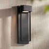 Possini Euro Design Modern Outdoor Wall Light LED Fixture Textured Black 16" Round Crystal Diffuser for Post Exterior House Porch - 2 of 4