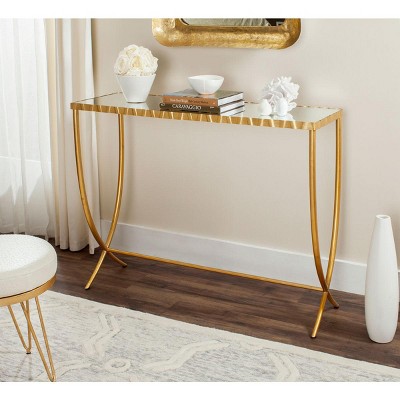 Gold Mirrored Glass Rectangular Console Table