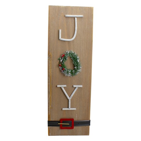 Northlight 23.75 Vertical Beige Wooden Joy Christmas Sign With