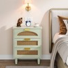Resenkos Elegant Wood Nightstand, 20" Side Cabinet With 3 Drawers, Space-Saving Storage For Bedroom, Green - 2 of 4