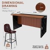 Modern Black Kitchen Island Dining Table with LED Lights and 2 Brown Bar Stools, Faux Marble Counter Height Set for Eat-in Kitchen-3irtyhousy - 4 of 4