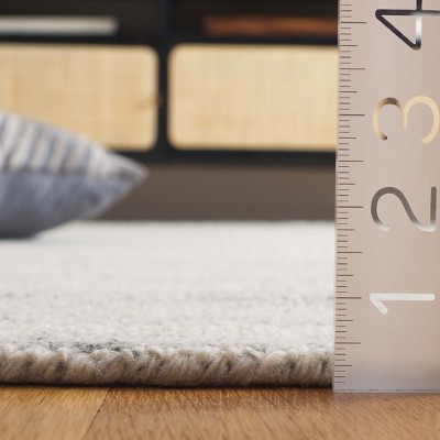 Handmade Light Gray Wool Square Area Rug 6' x 6'