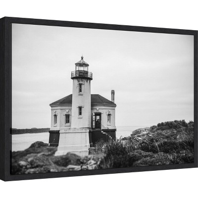 Black and White Framed Lighthouse Canvas Print, 16" x 23"