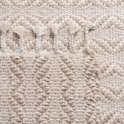 Beige Hand-Tufted Wool and Cotton Flat Woven Rug, 3' x 5'