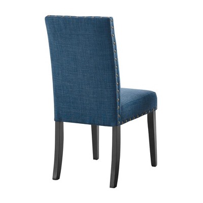 Marine Blue Linen Upholstered Parsons Side Chair Set