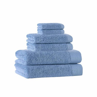 6pc Signature Turkish Cotton Bath Towel Set Aqua - Enchante Home