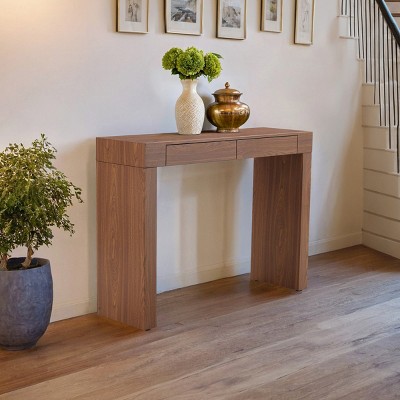 50 Inch Wood Console Table with Hidden Drawers,Vintage Inspired  Storage Entryway Table,MDF Sofa Table for Living Room or Hallway-Coolbibila