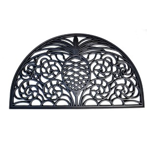 HomeRoots 18" X 30" Black Rubber Pineapple Outdoor Semi Circle Door Mat - 1 of 4